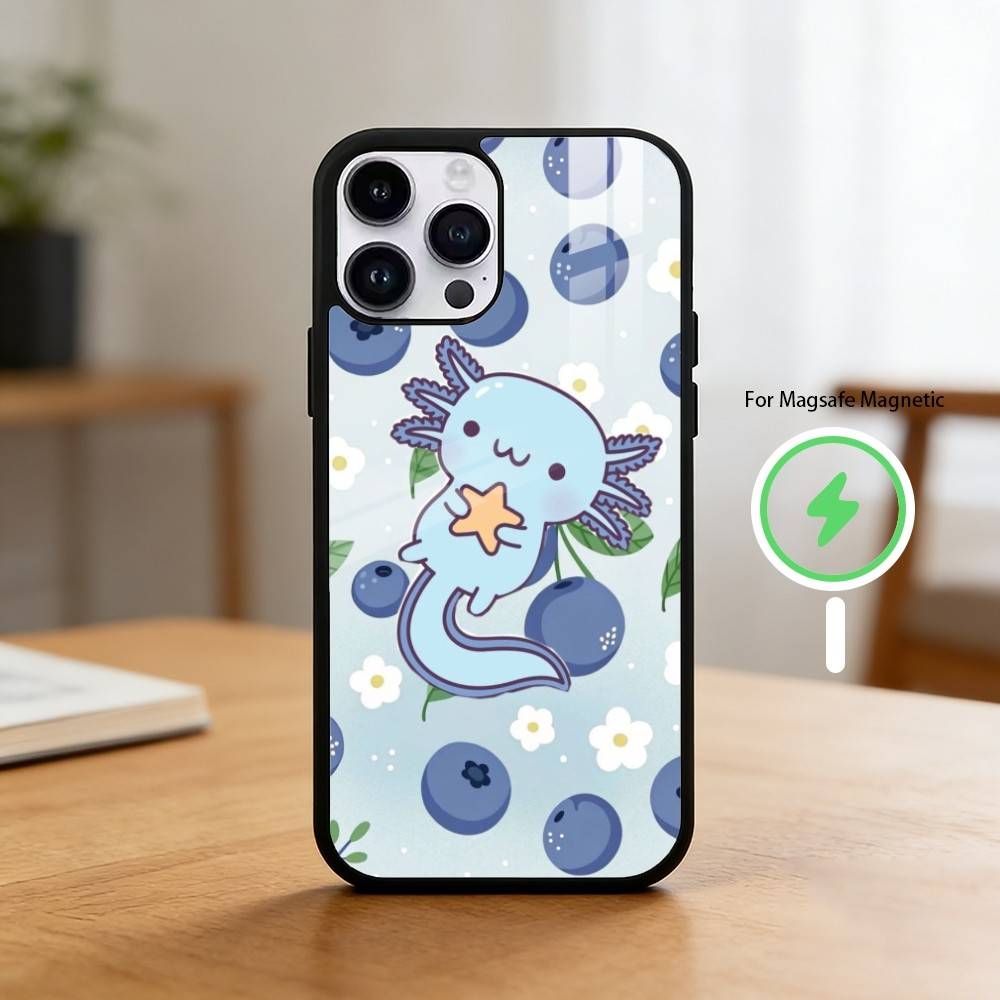 Мультяшный C-Милый A-Аксолотль Чехол для Телефона для iPhone 17/16/15/14/13/12/Plus/Pro/Max для Магнитной Беспроводной Зарядки