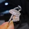 Большие блестящие кольца из циркония и серебра для женщин, модные свадебные украшения для женщин