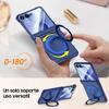Magnetic Protective Case with Rotating Ring Kickstand and Hinge Cover for Samsung Galaxy Z Flip 8-Blue