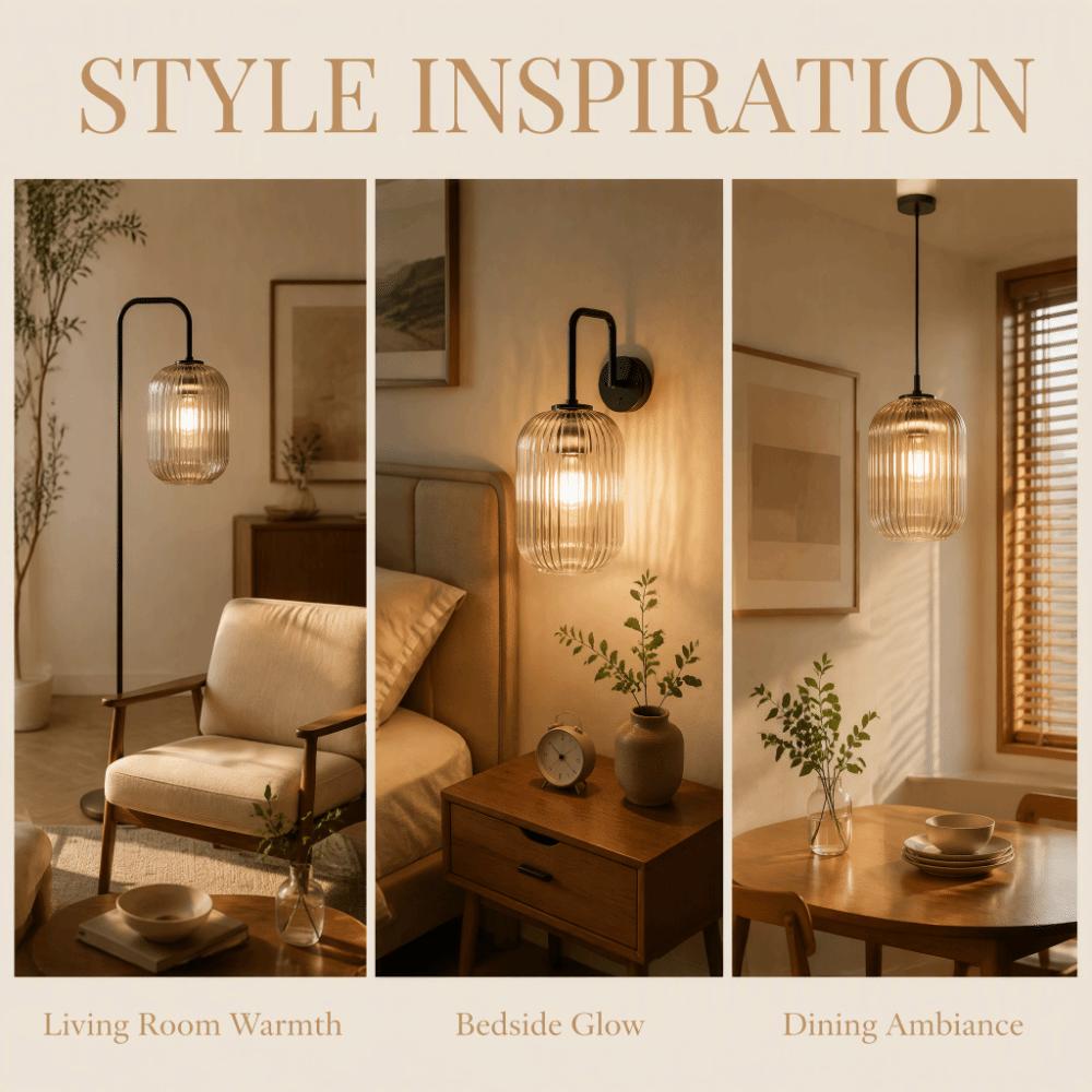 Striped Vertical Striped Hand Blown Glass Decorative Cover Glass Lamp Shade Pendant Light