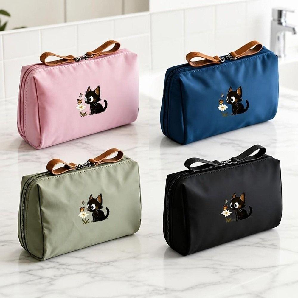 Cat Printed Cosmetic Pouch Portable Size Travel Pouch Simple Handbag For Women