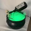 Skeleton Potion Witch Cauldron DIY Magic Floating Potion Bottle with LED Mist Maker And Diffuser Spooky Black Bowl Halloween Decoration for