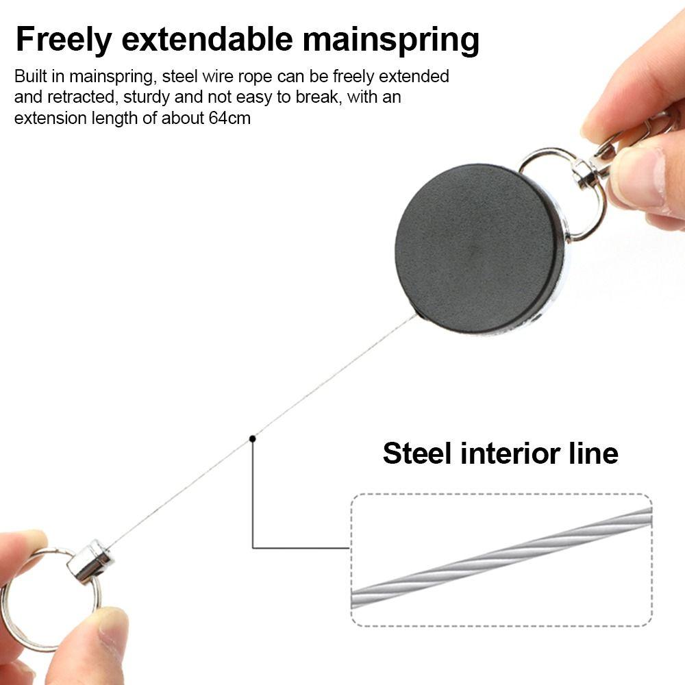 4cm ID Badge Holder Retractable Carabiner Clip Anti-Lost Anti-Lost Key Ring