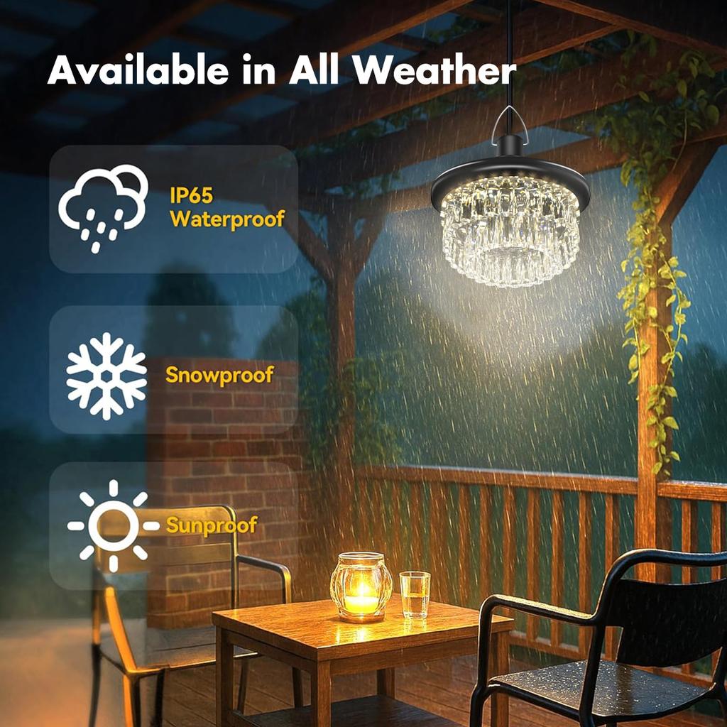 Solar Shed Light Indoor Outdoor with Motion Sensor Solar Pendant Light 5 Mode Timers Waterproof Gazebo Garage Shop Barn Home