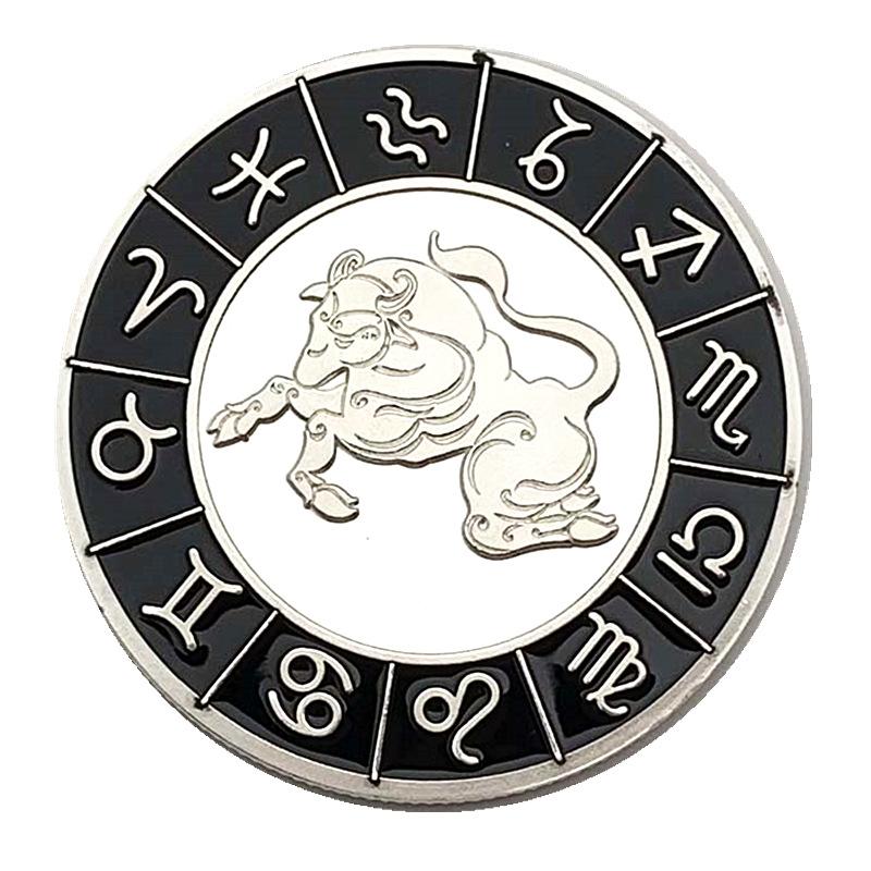 European and American zodiac signs, diamond encrusted coins, silver plated, Pisces commemorative coins, collectibles, Tarot love coins, coins