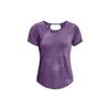 Футболка с круглым вырезом и коротким рукавом в полоску, женские топы, фиолетовый 1376814-571