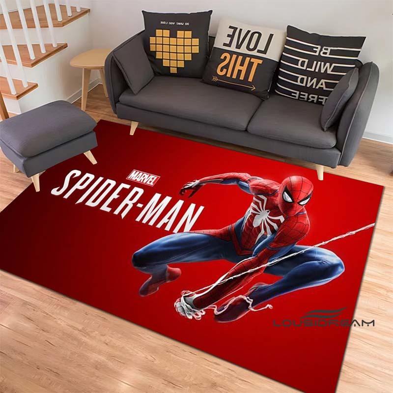 3D-Printed Cartoon Spider-Man Rug — Ideal for Home Decor (Bedroom, Living Room, etc.); Fluffy Square Carpet, Soft Area Rug, and
