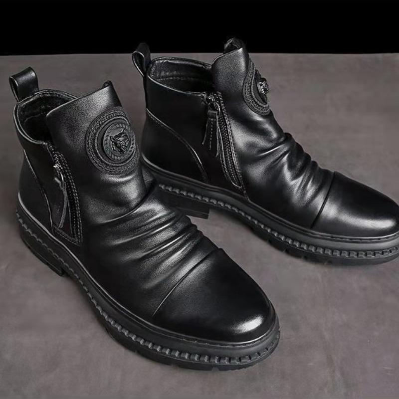 Модные мужские ботинки 2024 года, зимние высокие хлопковые ботинки с толстой подошвой, противоскользящие, устойчивые к холоду, удобные, плюшевые, на молнии, теплые спортивные ботильоны