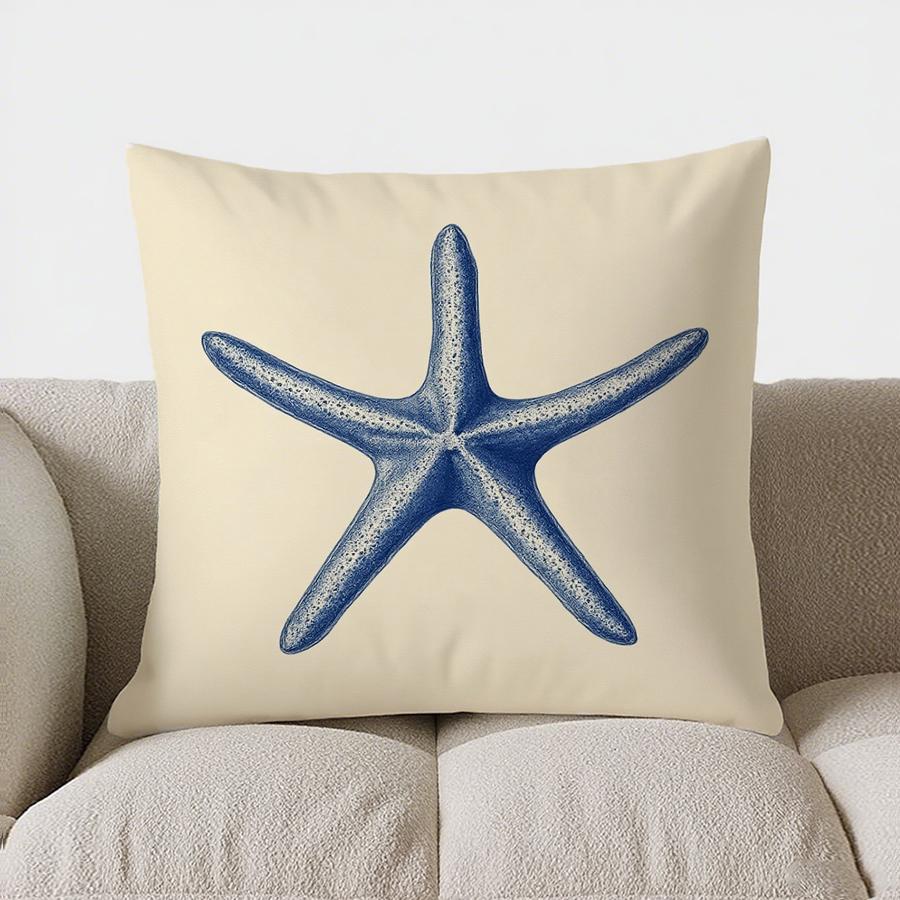 Декор для дома Узор синей морской звезды Декоративная наволочка для подушки-плед с узором Подходит для дивана, спальни, автомобиля Наволочка