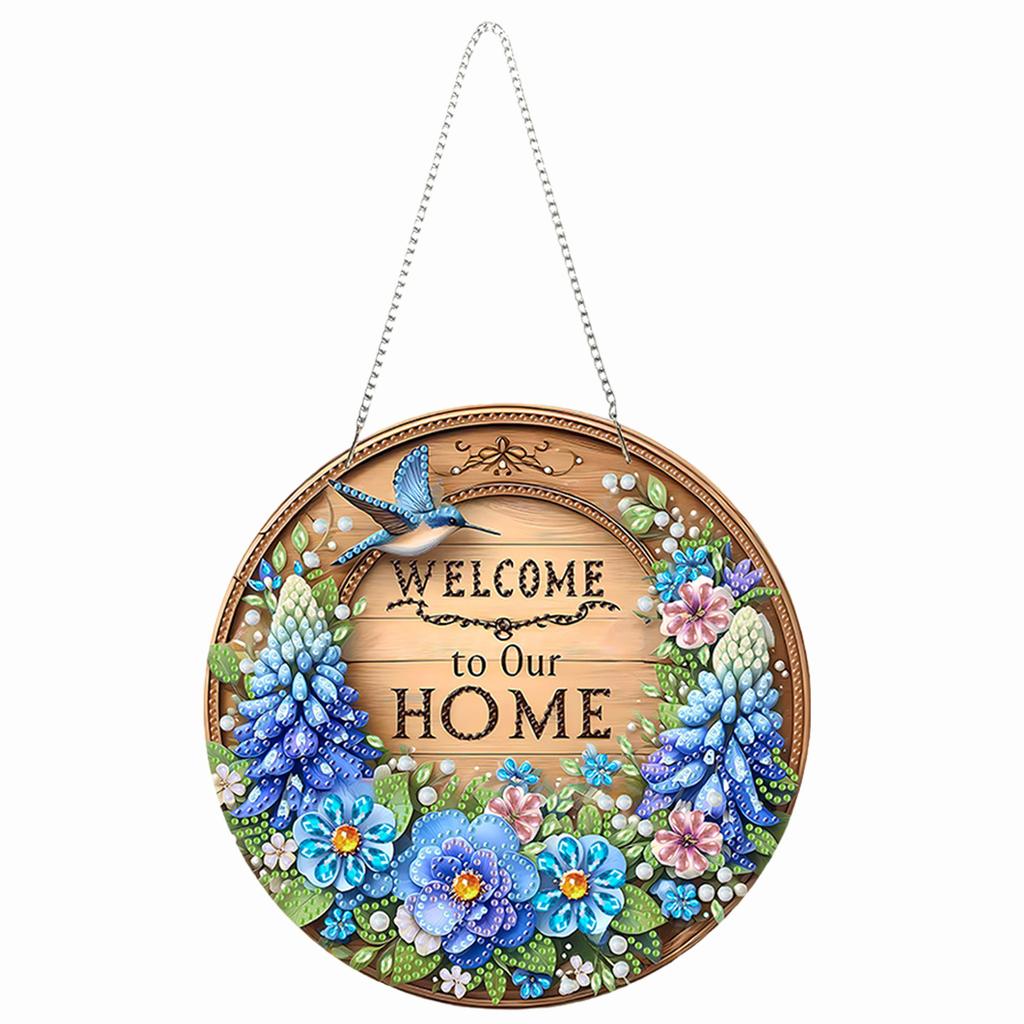 Acrylic 2D Flat DIY Diamond Painting Set Rhinestone Diamond Art Window Pendants Diamond Art Pendant DIY Home Decor Hanging Charm