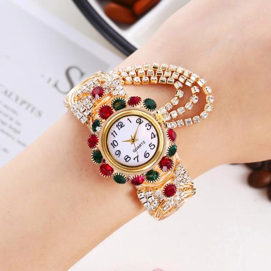 Женские часы-браслет со стразами, регулируемый круглый циферблат, женские повседневные наручные часы с кварцевым браслетом для торжественного платья, модные ювелирные изделия, аксессуары