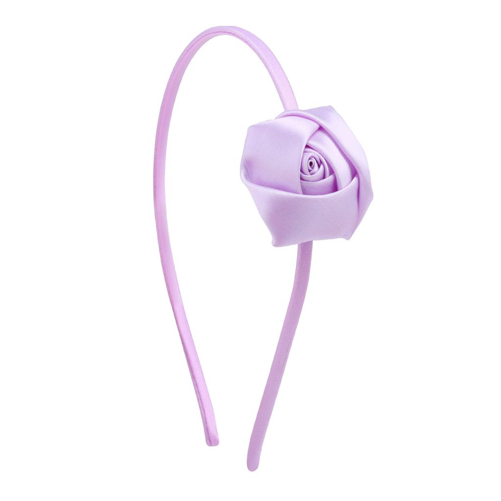 Повязка на голову для девочек с атласным цветком розы, винтажный стиль, аксессуары для волос, головной убор для свадебного костюма, ручная работа