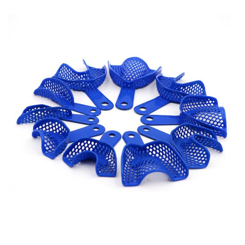 10 шт./комплект Пластиково-стальные стоматологические слепочные ложки Инструмент для гигиены полости рта