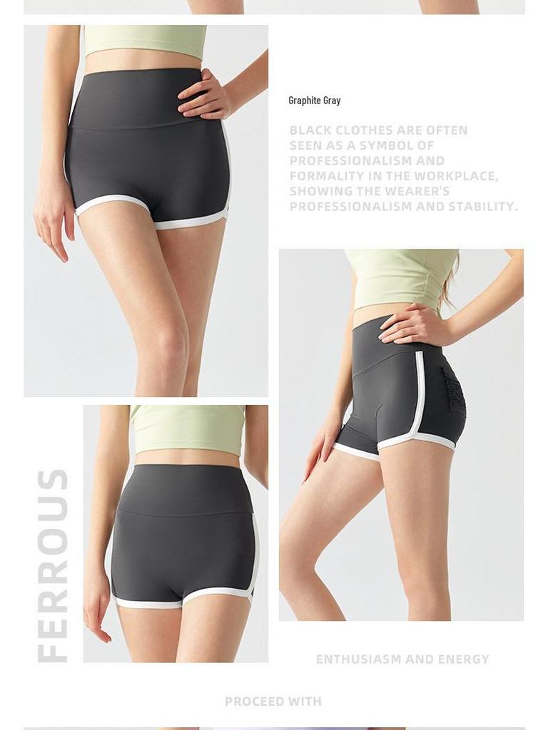 Летние женские шорты для йоги с цветовыми блоками, высокой талией и эффектом пуш-ап, с карманами, для бега, тенниса и фитнеса