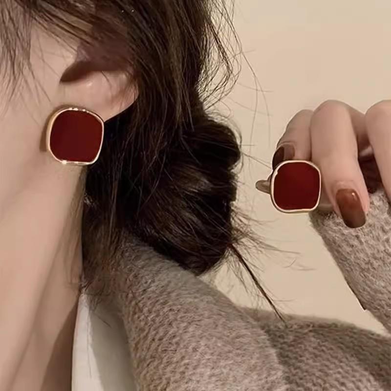 Серьги-капли из серебра S925, французский ретро, квадратные, с эмалью, новые серьги, нишевый дизайн для женщин