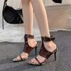 Fashion New Retro Pointed Toe Temperament High Heels Soft Leather Roman Open Toe Sandals Women's Summer Sexy Fashion Shoes