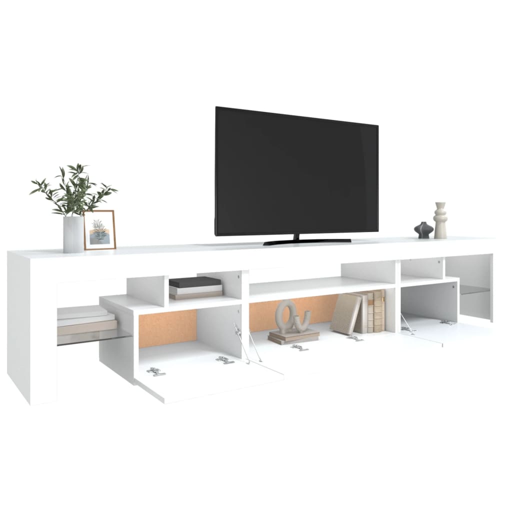 Vidaxl Szafka Pod Tv Z Oświetleniem Led, Biała, 215X36,5X40 Cm