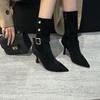 Spot 25X3 Retro Suede Fine Heel Folded Two Wear Western Cowboy Boots Pointy Thin Temperament Fashion Boots