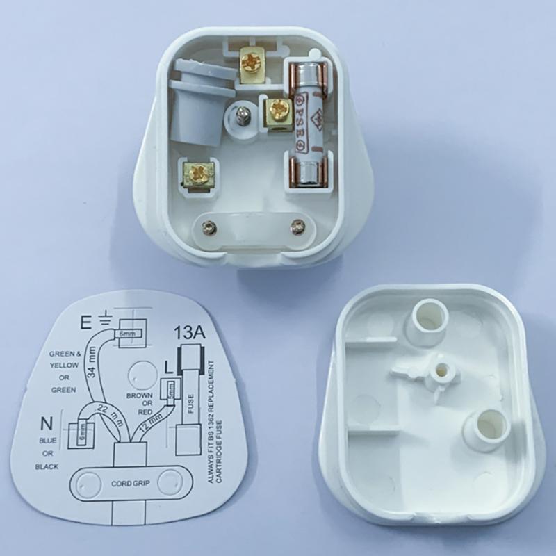 Uk Standards British Mains Square Pin Plug 3 Pin 13A Plugs Grounded 230V 3Pin Fused Adaptor Power Cable Connector Wire Converter