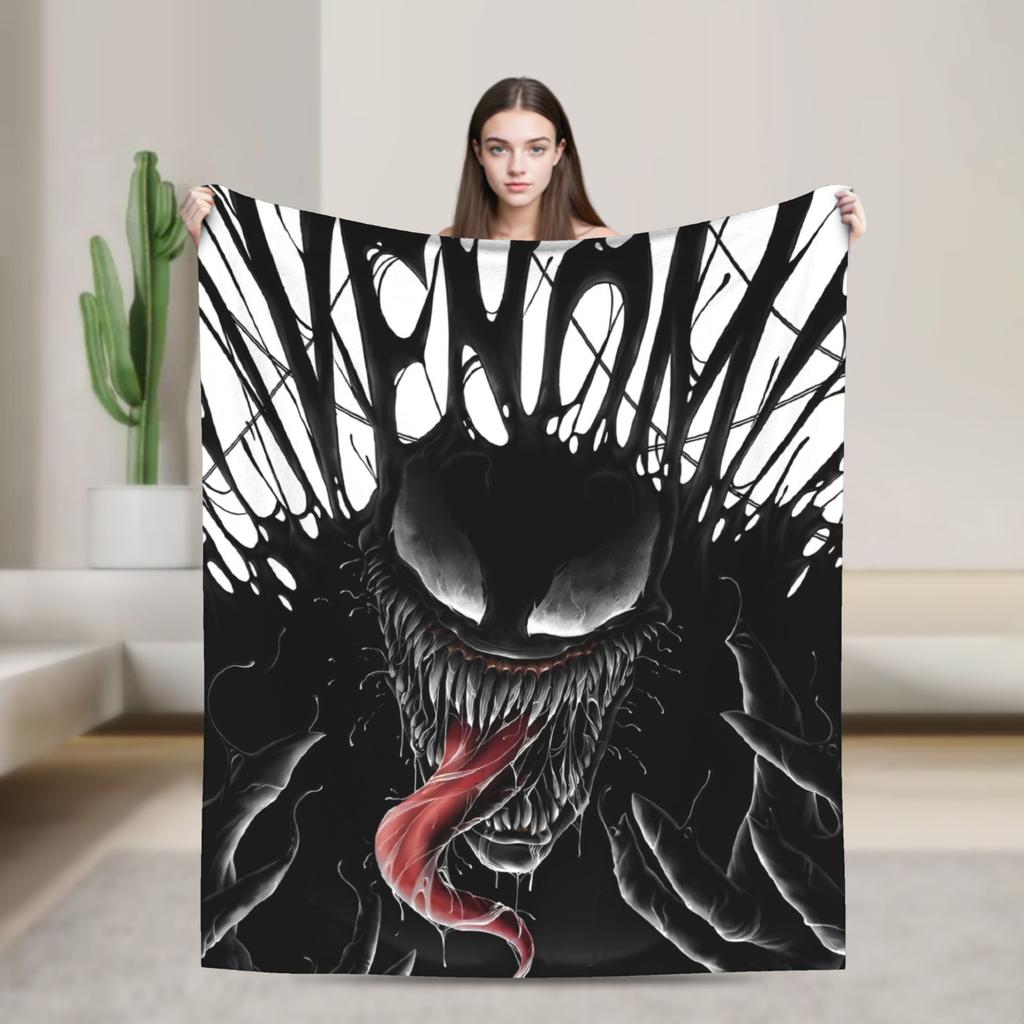 Venom cartoon Blanket  Travel Office Flannel Throw Blanket For Couch Chair Sofa Bed Soft Design Quality Bedspread Gift