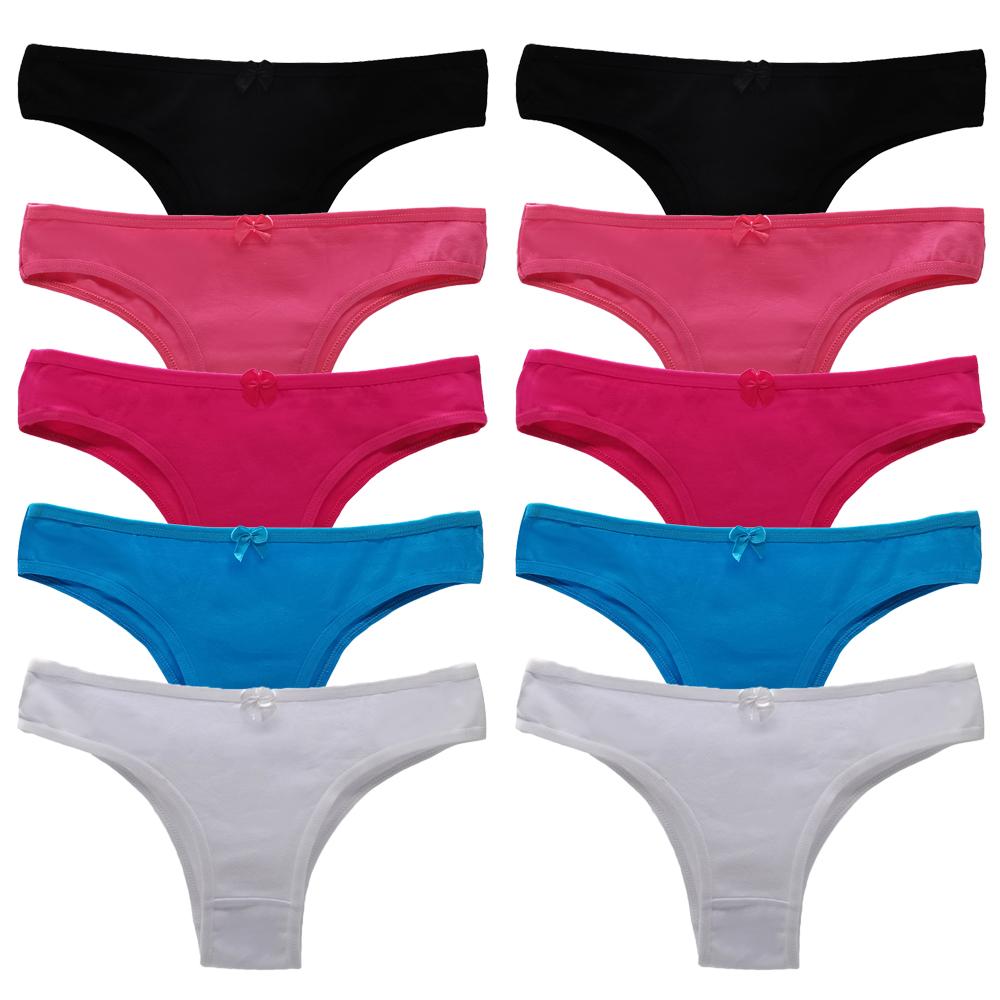 Panties for Woman Cotton Sexy Underwear Ladies Bikini Girls Briefs Soft Knickers Low Waist Intimates Lingerie 10Pcs/set