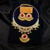 Металлическое ожерелье с розой, Экзотические ретро рубиновые серьги, Модный литературный набор с кисточками