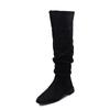 Women's Wrinkle Knee High Boots Autumn New Plus Size Flock Chunky Heel Thigh High Boots for Women Outdoor Casual Ladies Shoes