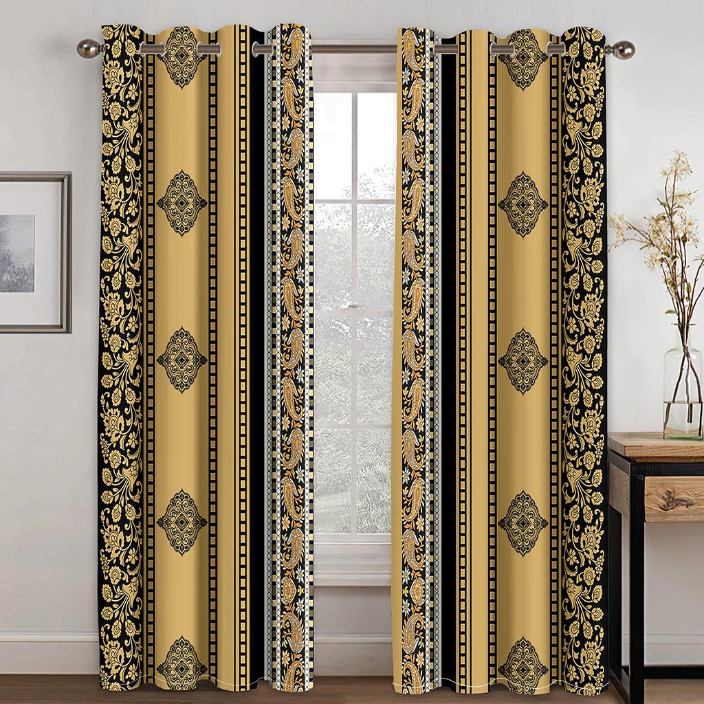 Eritrean Bohemia Boho Style Saba Barquote Abstract Ethiopian Set of 2 Window Curtains Suitable for Kids Bedroom Living Room Bathroom Kicthen Door