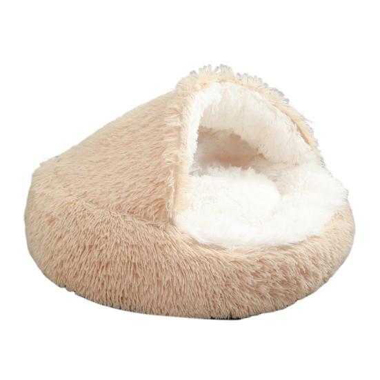 Теплый полузакрытый домик для питомца с плюшевой подкладкой, складной дизайн, нескользящее дно, снимающая стресс лежанка для питомца