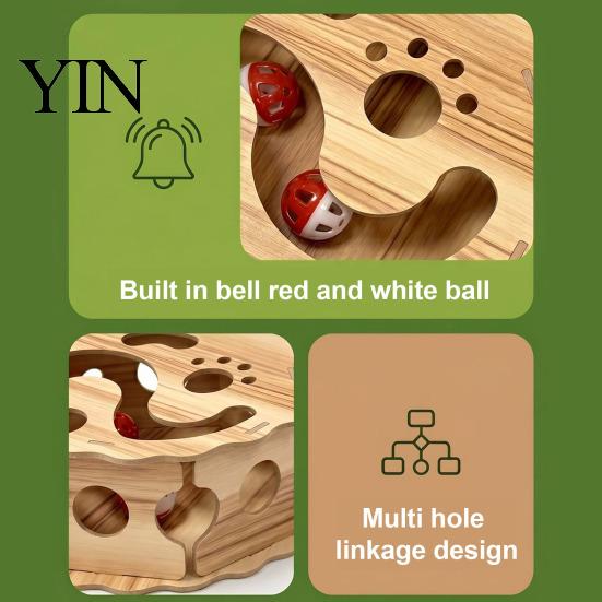 Sturdy Cat Maze Toy Interactive with Rolling Balls, Durable Density Board Scratching Indoor Pet Enrichment Toys Toy, Anxiety Relief Wooden Track