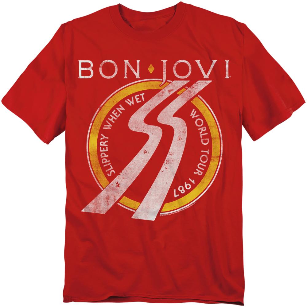 Bon Jovi Unisex Adult Slippery When Wet Tour Dates T-Shirt