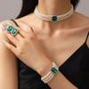 Hepburn Retro Faux Pearl & Gemstone Jewelry Set: Multi-Layer Choker, Bracelet, & Stud Earrings for Women