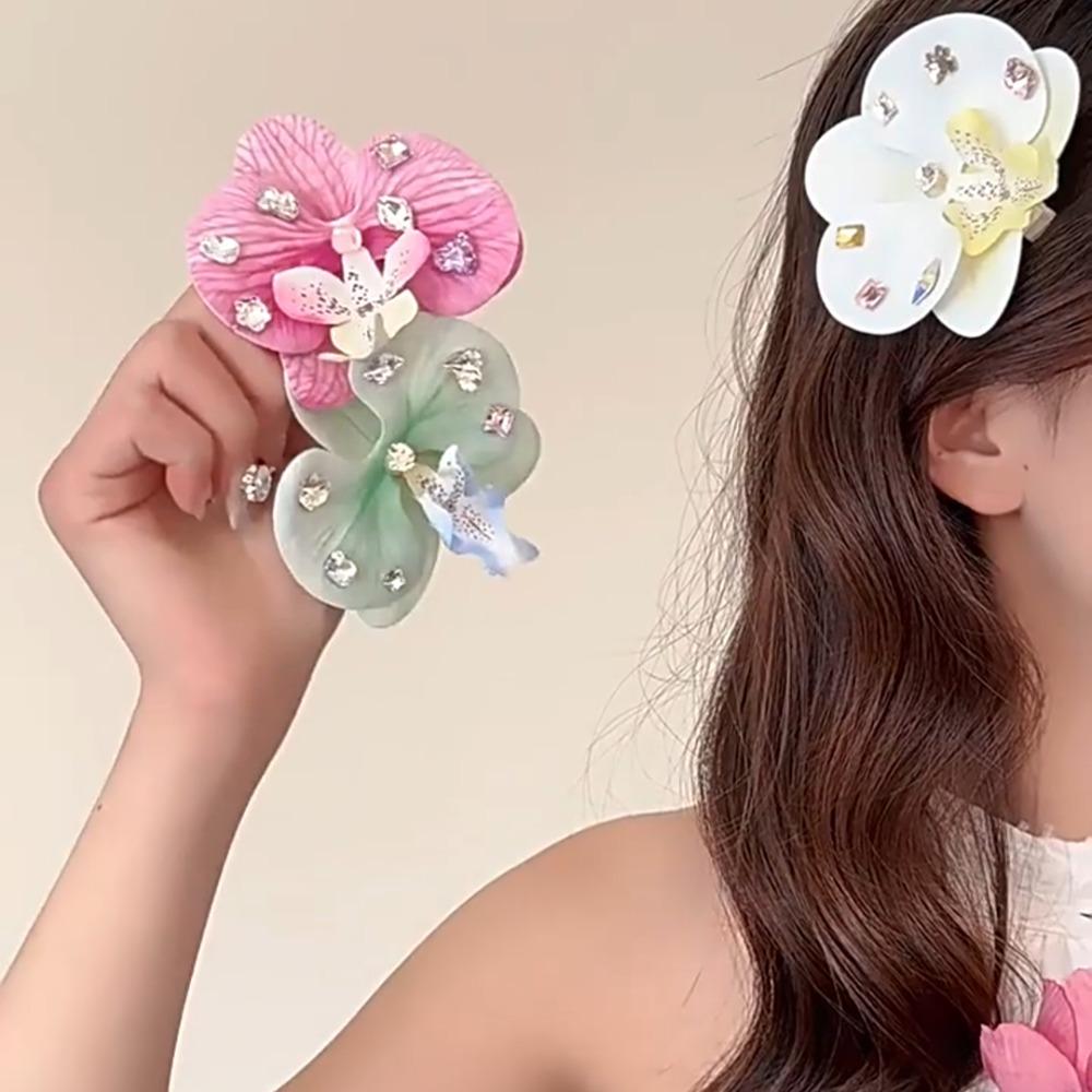 Butterfly Orchid Orchid Flower Hairpin Korean Style Duckbill Clip Elegant Bohemia Barrettes Bridal