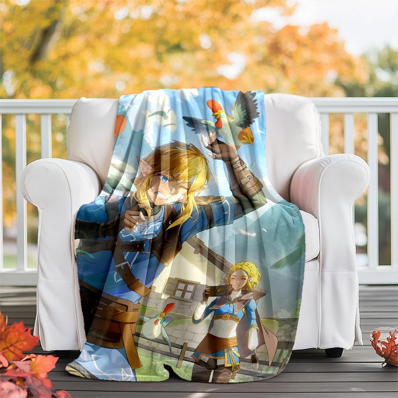 1pc Game Zelda Theme Blanket - Digital Print, Polyester, Cozy for All Seasons, Perfect for Outdoor, and Travel