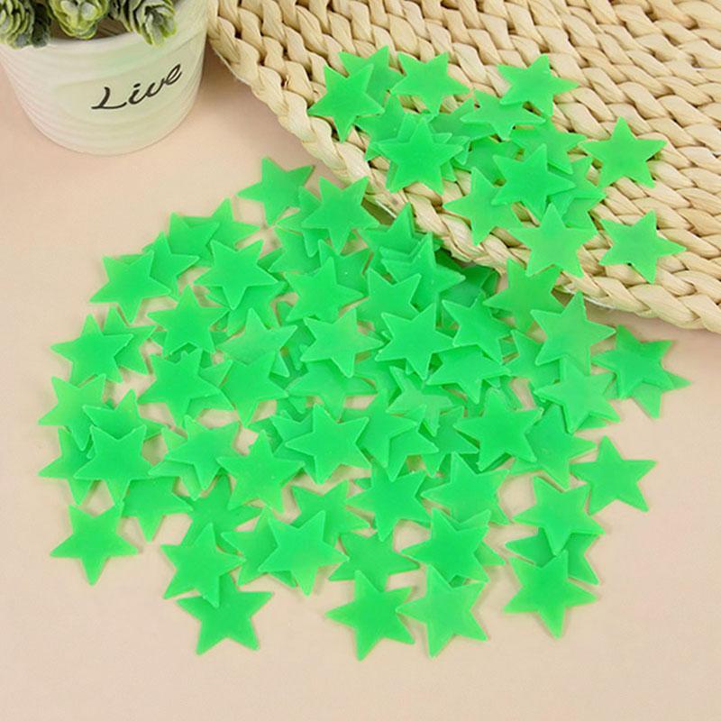 100 шт. светящиеся 3D звезды светящиеся в темноте наклейки на стену для детей детские комнаты спальня потолок домашний декор флуоресцентные наклейки со звездами