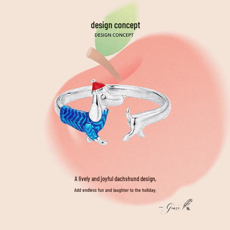 Everle S925 Стерлинговое серебро Такса Регулируемое Рождественское кольцо для женщин