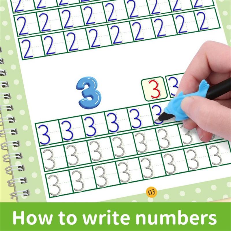 Набор для тренировки почерка Grooves Writing Practice For Children Handwriting Practice Copybook Set, многоразовая тетрадь для детей дошкольного возраста 3-5 лет.