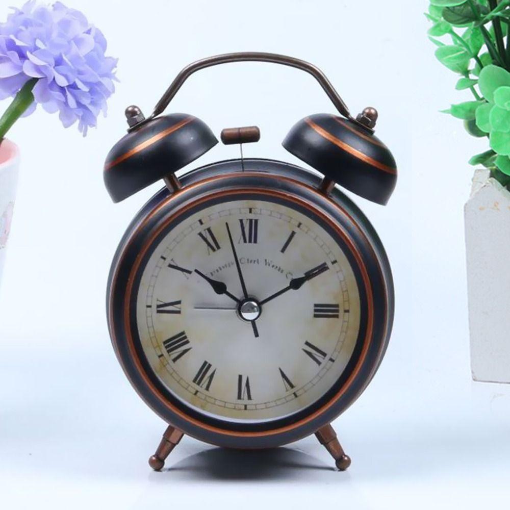 Plastic. Vintage Retro Alarm Clock Small Table Desk Quartz Clock Bedroom Living Room
