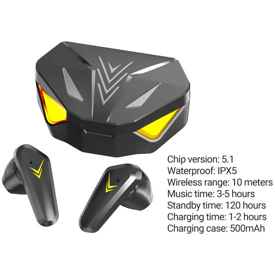 Беспроводные наушники-вкладыши с высоким качеством звука Mega Bass RGB, дышащий светильник, Bluetooth-совместимый, мини-стереоигры 5.1