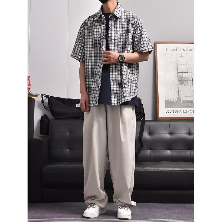 Летняя новая клетчатая рубашка мужская рубашка в стиле ретро с коротким рукавом в американском стиле японская рубашка куртка