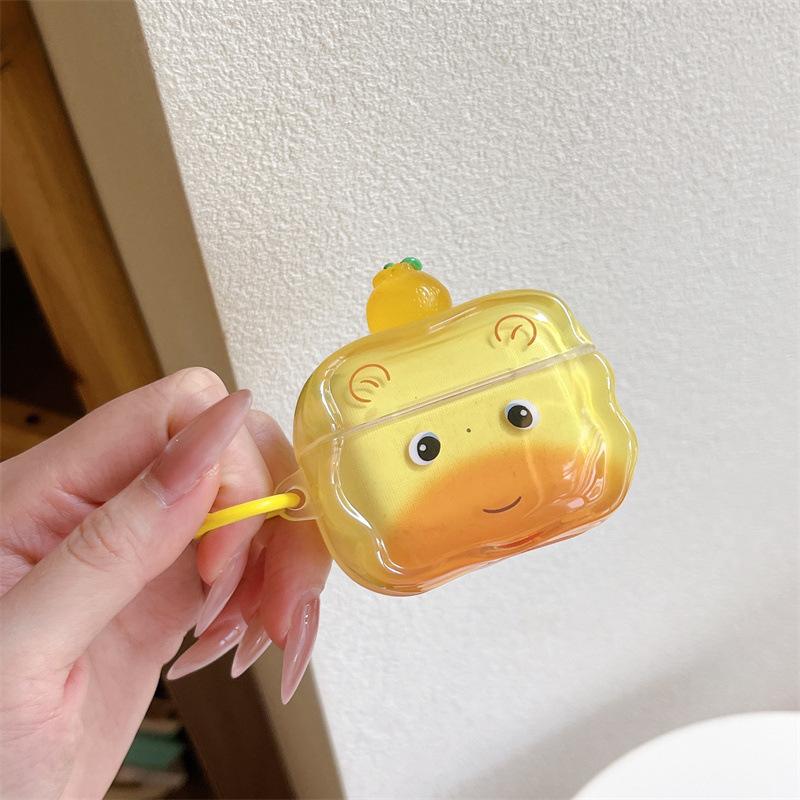 Cartoon three-dimensional orange big face capybara lulu for AirPods 1 /pro1 earphone protective case two or three generations