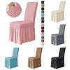 1pc Seersucker Chair Cover For Dining Room Banquet Chair Slipcover Stretch Chair Cover with Skirt Elastic Wedding Chair Decor