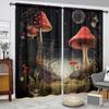 Mushroom Printed Curtain for Home Decor - Rod Pocket Window Treatment for Bedroom, Kitchen, Living Room
