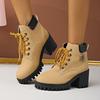 2025 New Winter Women Heels Boots High Quality Lace-up Designer Shoes Casual Comfortable Heels Ankle Boots for Women