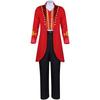 The King Of Circus Barnum Cosplay Costume For Men Red And Black Polyester Blended Fabric