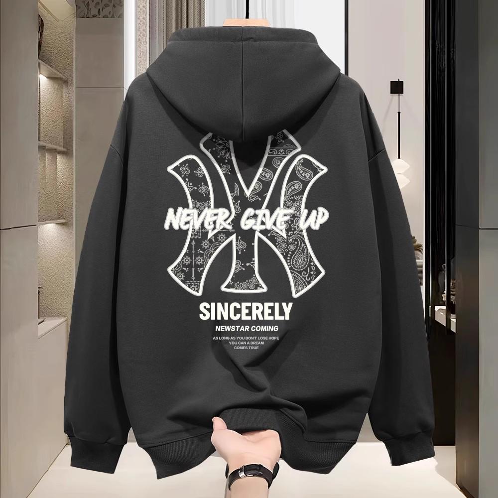 Ретро-худи NASA для мужчин - Толстое, с флисовой подкладкой, осенне-зимний стиль, с принтом на спине