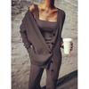 Вязаный комплект из трех предметов, жилет и длинные брюки, женский кардиган с v-образным вырезом, пальто, женская осень 2023, майка, свободные брюки, наряды 28657