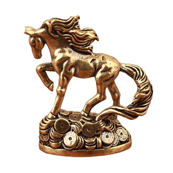 Статуэтка Лошади Фэн-шуй 2026 Год Лошади Настольные Латунные Украшения Китайский Новый Год Благословение Сувенир Скульптура Зодиакального Животного для Фестиваля Домашний Декор
