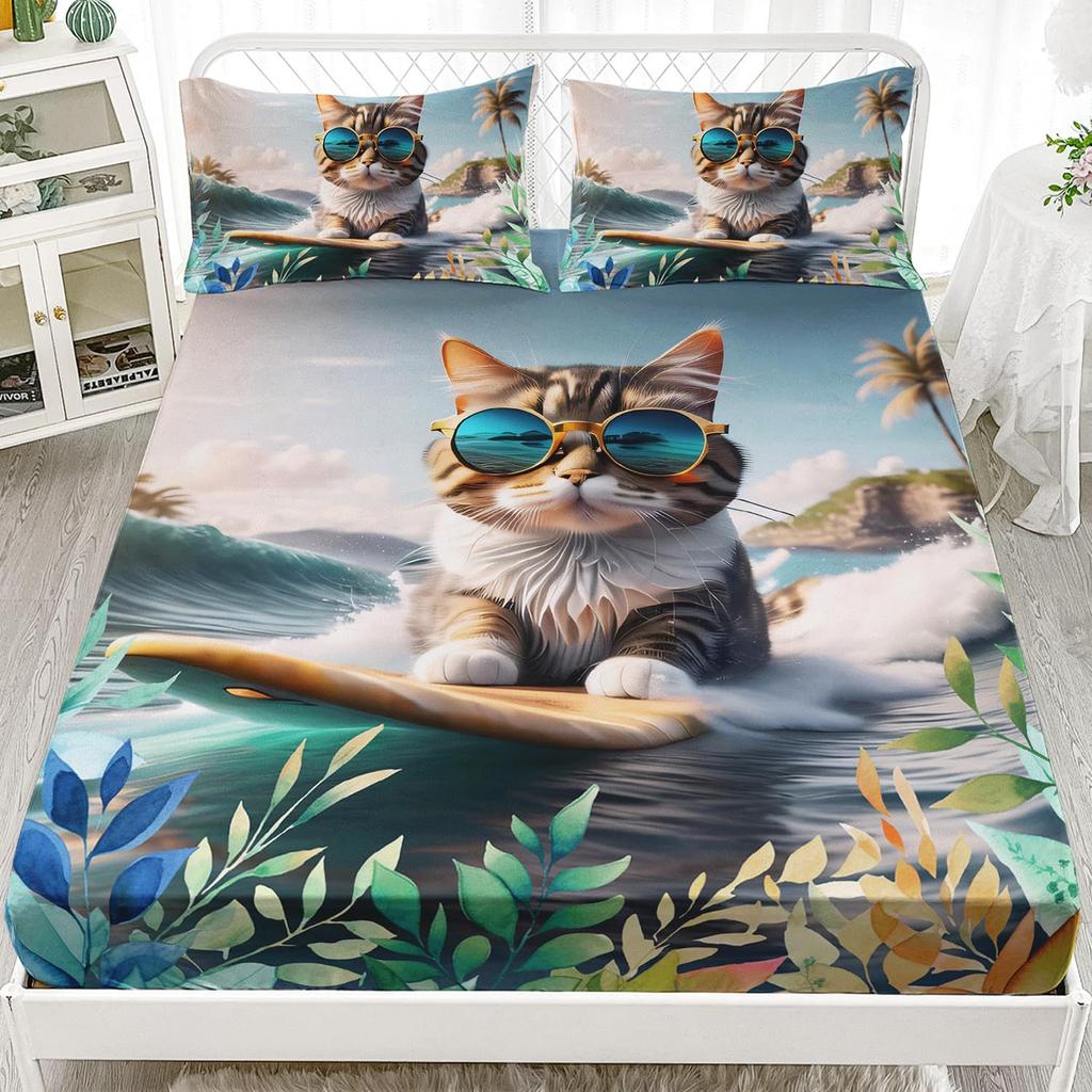 Животное Кошка Узор Матрас Комплект из трех предметов Матрас с цифровой печатью Постельное белье Взрослые Дети