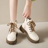 Fashion Autumn Winter Warm Chunky Female Short Shoes Round Toe Lace-up Biker Booties Fashion 2025 Chic and Elegant Women's Ankle Boots